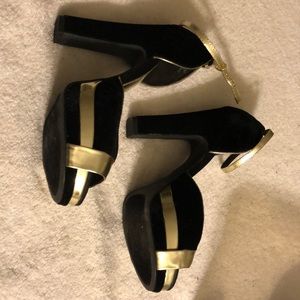 Gold & black heels